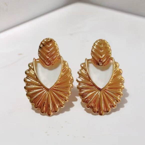 14K Gold Womens 2" Large Chunky Hanging Hoop Earrings Ladies 14 K Silver Jewelry - Picture 4 of 4